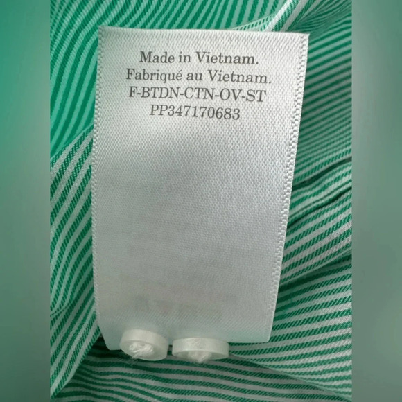 Everlane Classic Preppy Button Down Pinstripe top Size 6 Mint Green Cotton - Picture 3 of 10